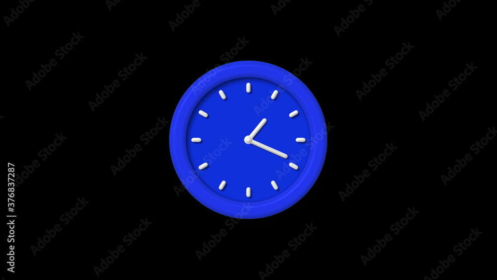 Amazing blue color 3d wall clock icon on black background Amazing blue color 3d wall clock icon on black background