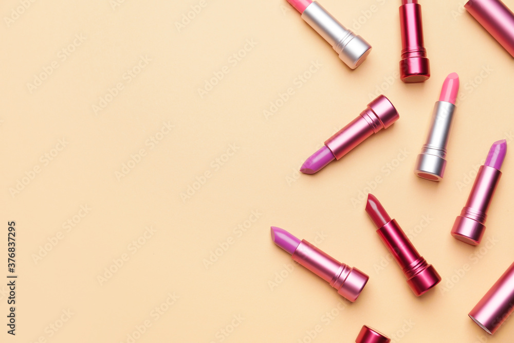 Different lipsticks on color background Different lipsticks on color background