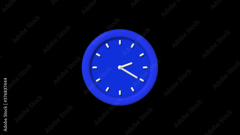 Amazing blue color 3d wall clock icon on black background Amazing blue color 3d wall clock icon on black background