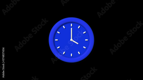 New blue color 3d wall clock icon on black background,counting down clock icon