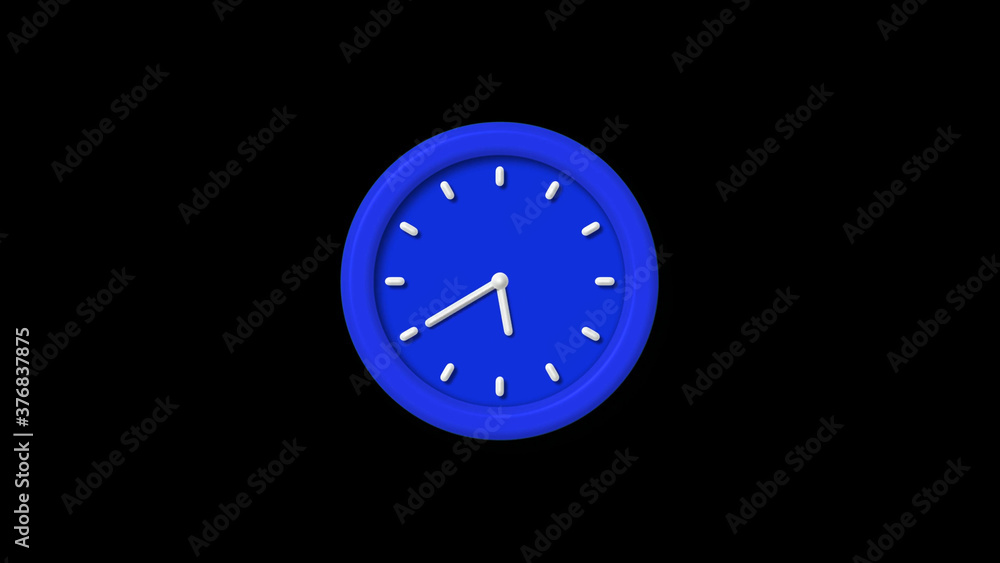 New blue color 3d wall clock icon on black background,counting down clock icon New blue color 3d wall clock icon on black background,counting down clock icon