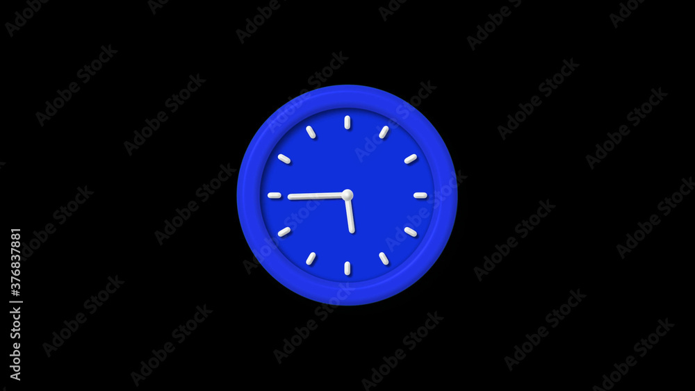 New blue color 3d wall clock icon on black background,counting down clock icon New blue color 3d wall clock icon on black background,counting down clock icon