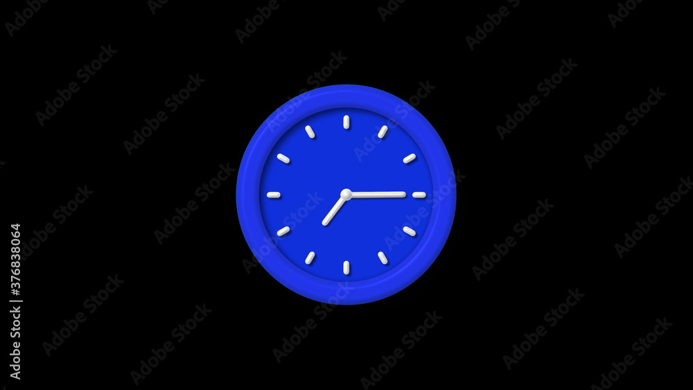 New blue color 3d wall clock icon on black background,counting down clock icon New blue color 3d wall clock icon on black background,counting down clock icon
