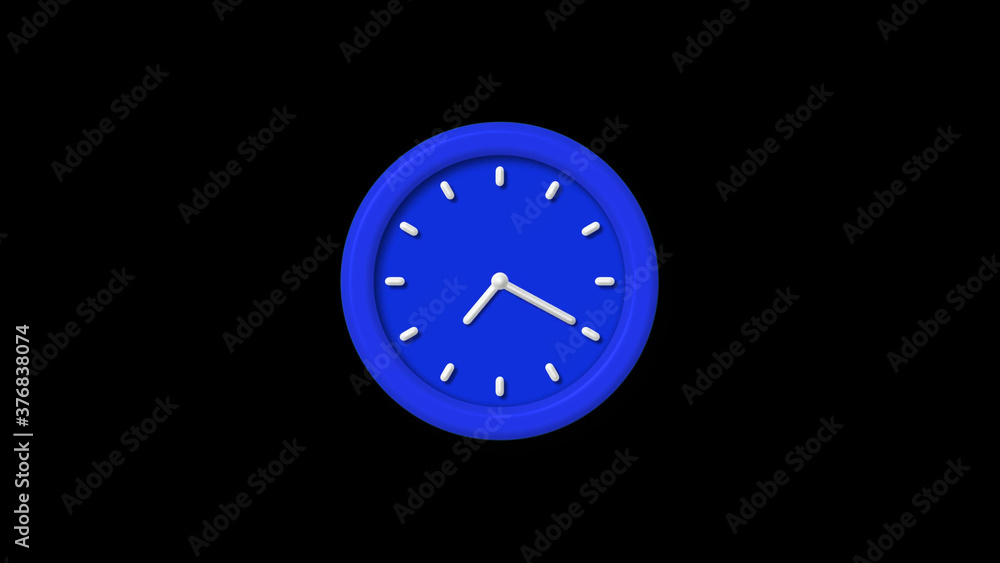 New blue color 3d wall clock icon on black background,counting down clock icon New blue color 3d wall clock icon on black background,counting down clock icon