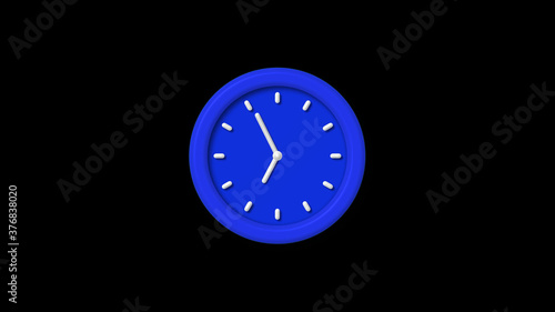 New blue color 3d wall clock icon on black background,counting down clock icon