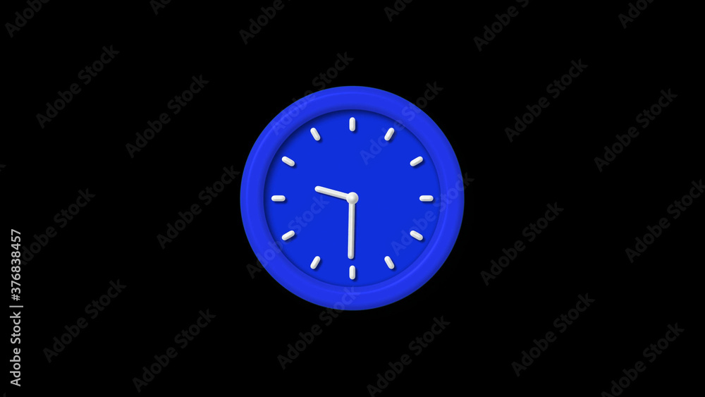New blue color 3d wall clock icon on black background,counting down clock icon New blue color 3d wall clock icon on black background,counting down clock icon