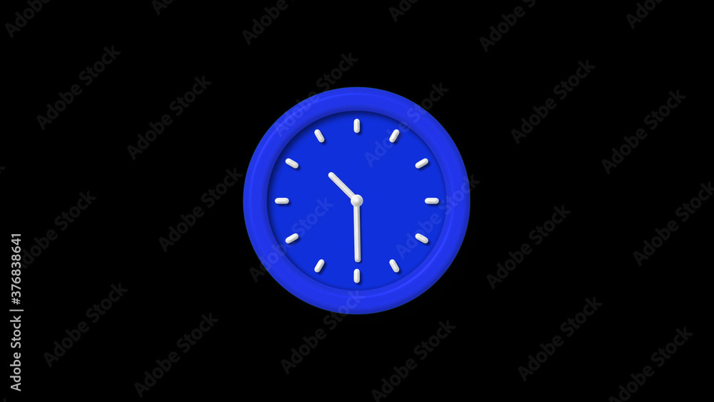 New blue color 3d wall clock icon on black background,counting down clock icon New blue color 3d wall clock icon on black background,counting down clock icon