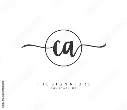 C A CA Initial letter handwriting and signature logo. A concept handwriting initial logo with template element.