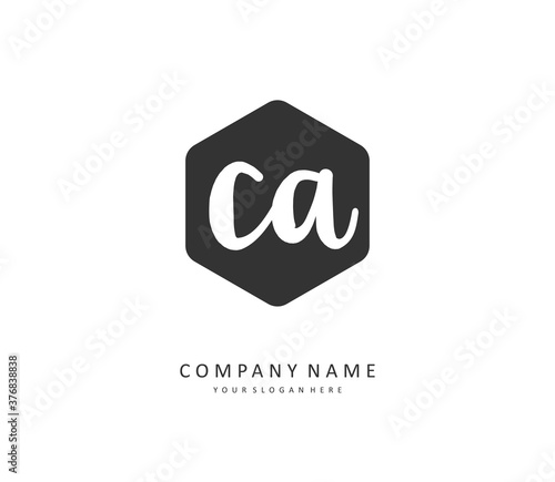 C A CA Initial letter handwriting and signature logo. A concept handwriting initial logo with template element.