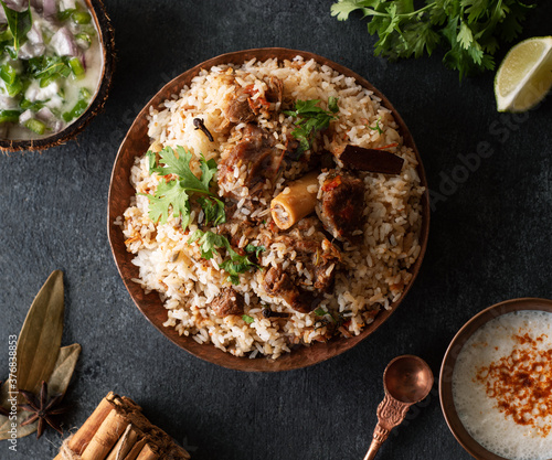Delicious and spicy mutton biryani