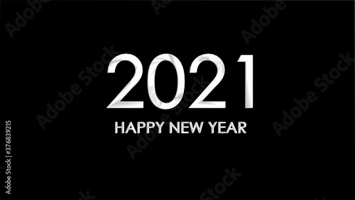 Long Black Banner Ornaments 2021 Happy New Year 