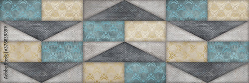 colorful mosaic tiles background, patchwork textile design or digital tile decor