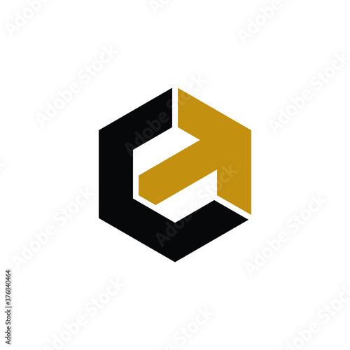 Letter CT hexagon logo design vector