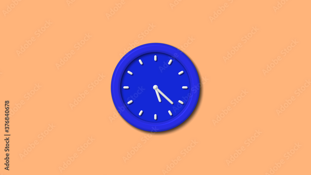 Amazing blue color 3d wall clock icon on brown light background,clock icon Amazing blue color 3d wall clock icon on brown light background,clock icon