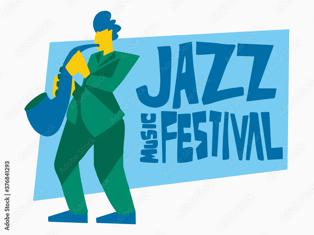 Jazz music festival cover poster concept. Man play instrument vector illustration. Jazz music festival cover poster concept. Man play instrument vector illustration.