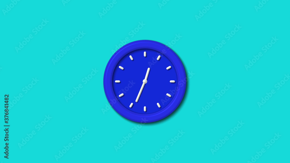 New blue color 3d wall clock icon on cyan background,3d clock icon New blue color 3d wall clock icon on cyan background,3d clock icon