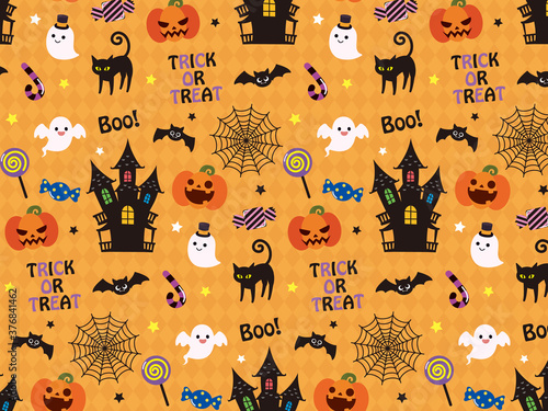 ハロウィン かわいいシームレスパターン背景