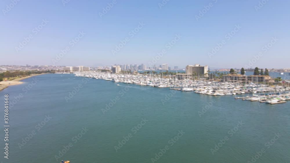Aerial video of San Diego harbor near Harbor Island Aerial video of San Diego harbor near Harbor Island