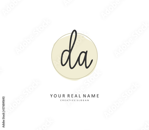 DA Initial letter handwriting and signature logo. A concept handwriting initial logo with template element.