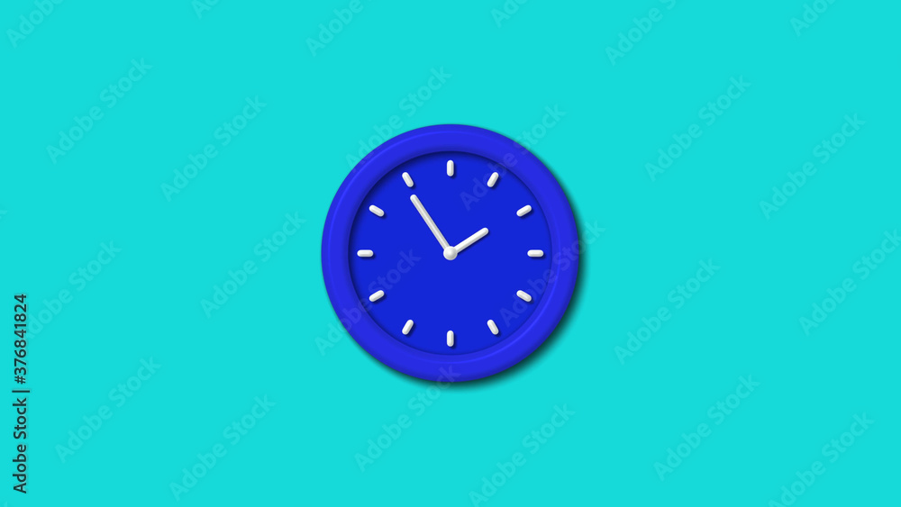New blue color 3d wall clock icon on cyan background,3d clock icon New blue color 3d wall clock icon on cyan background,3d clock icon