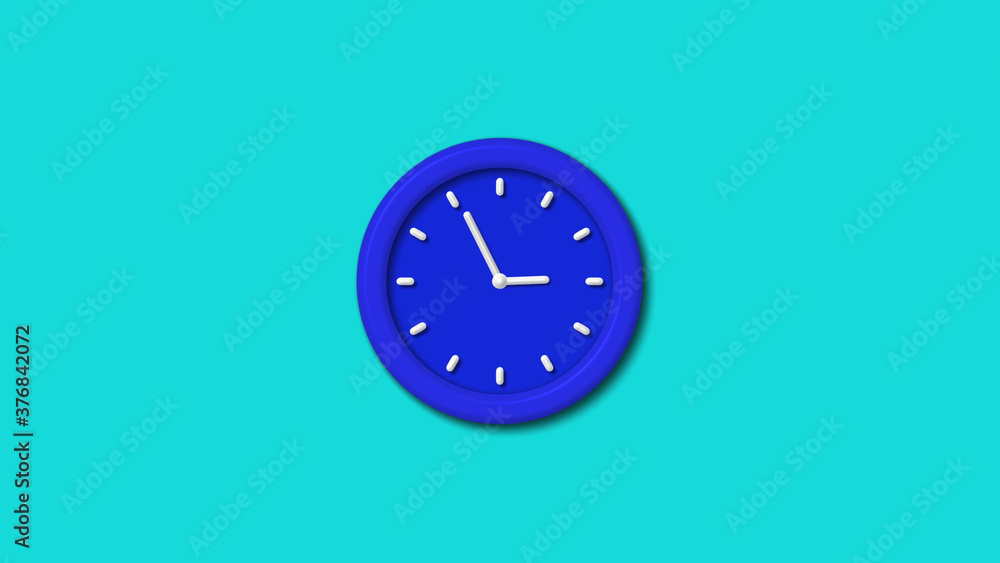 New blue color 3d wall clock icon on cyan background,3d clock icon New blue color 3d wall clock icon on cyan background,3d clock icon