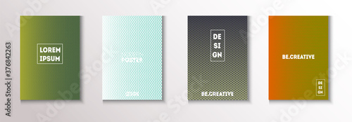 Wavy Minimal Cover Vector Set. Modern Flyer Graphic Design. 80s Neon 