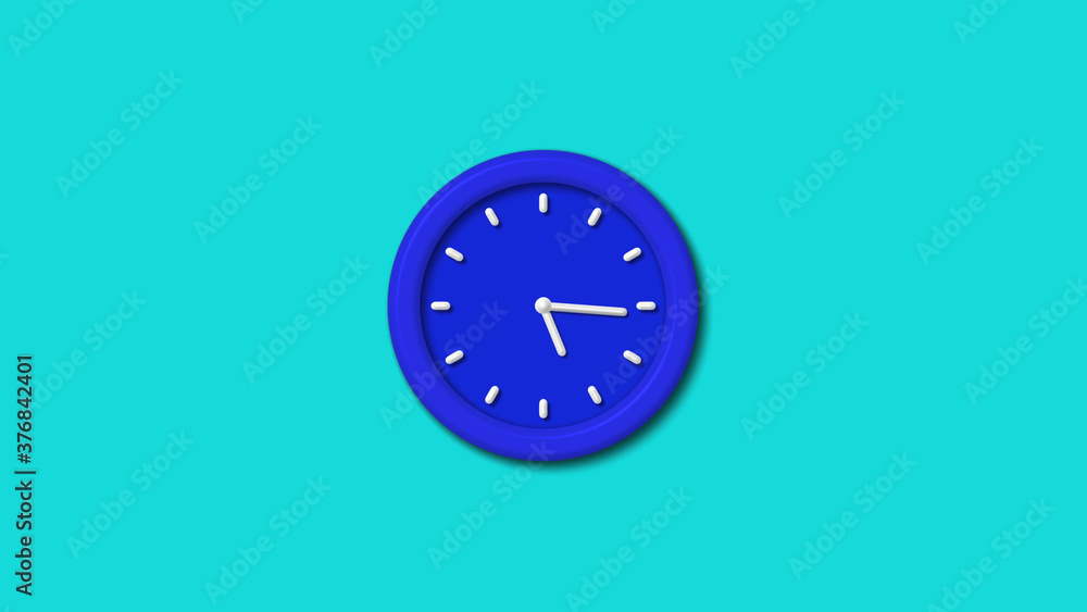 Amazing blue color 3d wall clock icon on cyan background clock icon Amazing blue color 3d wall clock icon on cyan background clock icon