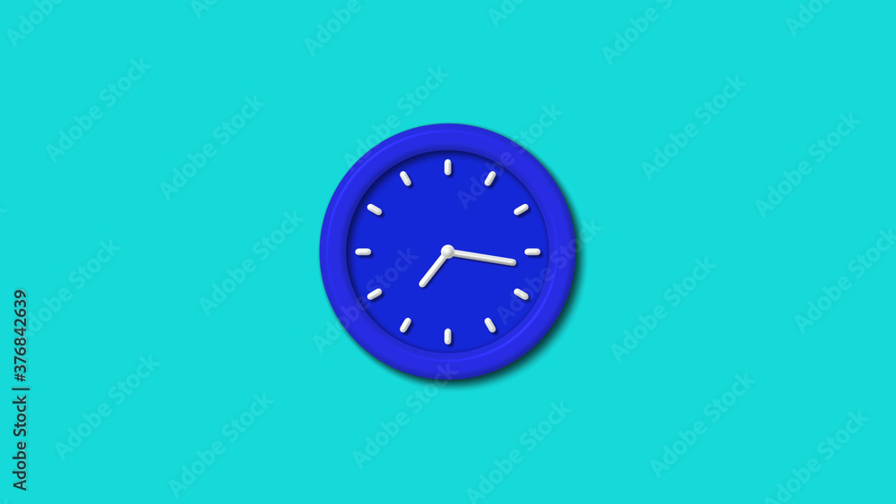 Amazing blue color 3d wall clock icon on cyan background clock icon Amazing blue color 3d wall clock icon on cyan background clock icon