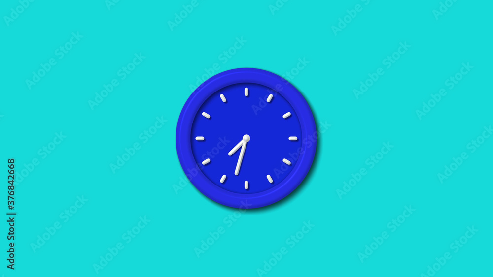 Amazing blue color 3d wall clock icon on cyan background clock icon Amazing blue color 3d wall clock icon on cyan background clock icon