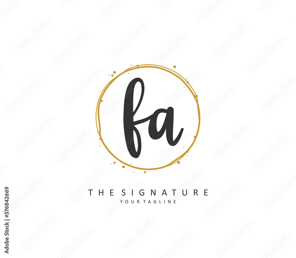 F A FA Initial letter handwriting and signature logo. A concept handwriting initial logo with template element.