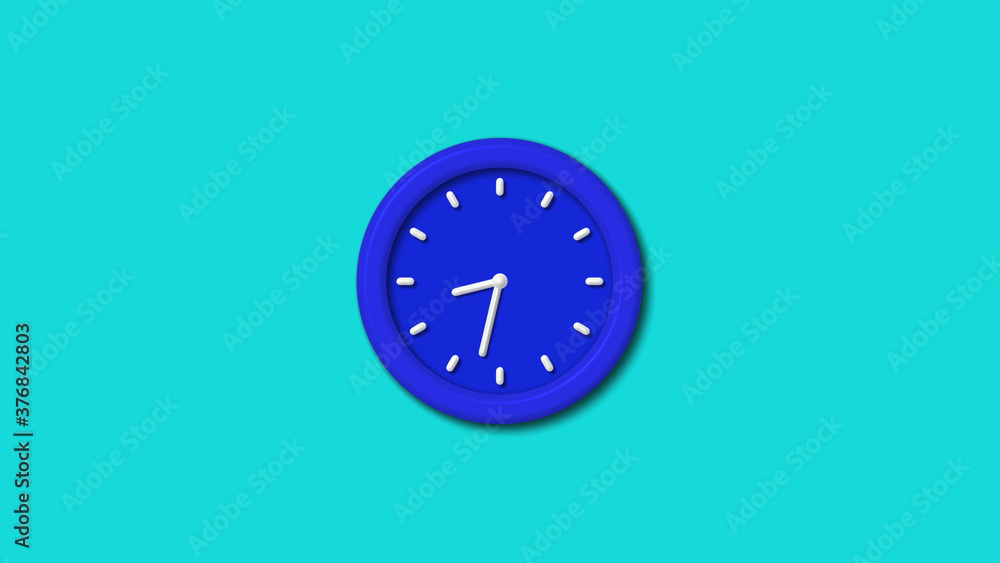 Amazing blue color 3d wall clock icon on cyan background clock icon Amazing blue color 3d wall clock icon on cyan background clock icon
