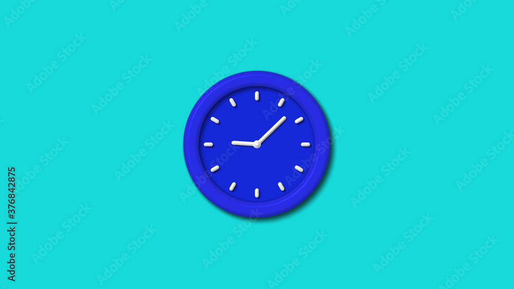 Amazing blue color 3d wall clock icon on cyan background clock icon Amazing blue color 3d wall clock icon on cyan background clock icon