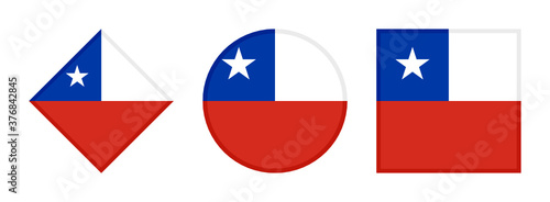 chile flag icon set. isolated on white background
