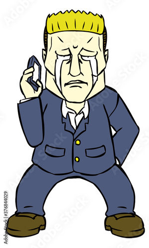 コワモテの中年男性のイラスト 哀しみ