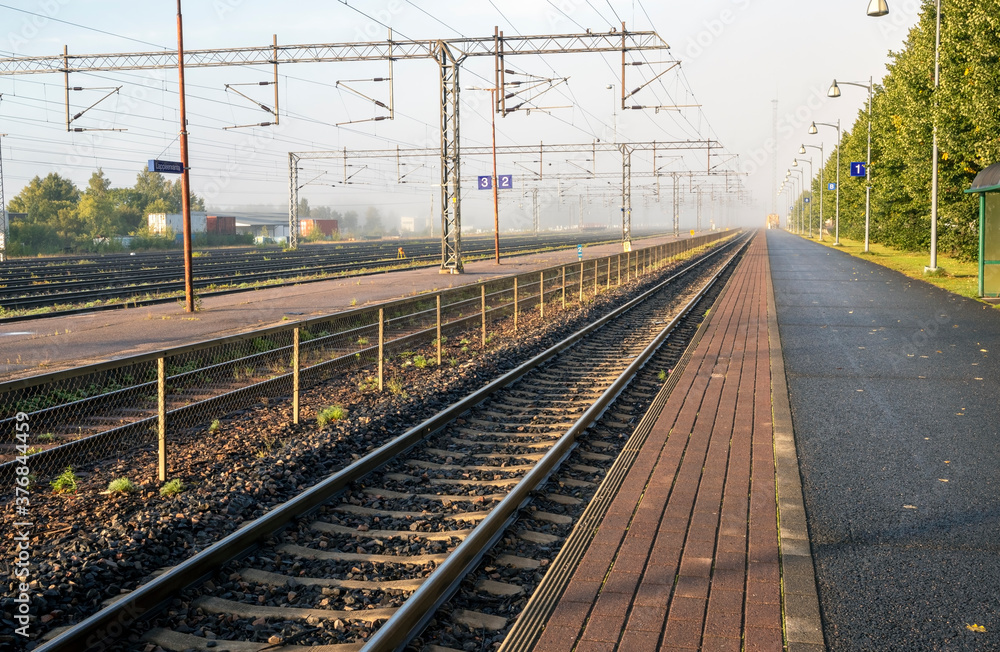 empty railway platform, Lappeenranta Finland empty railway platform, Lappeenranta Finland