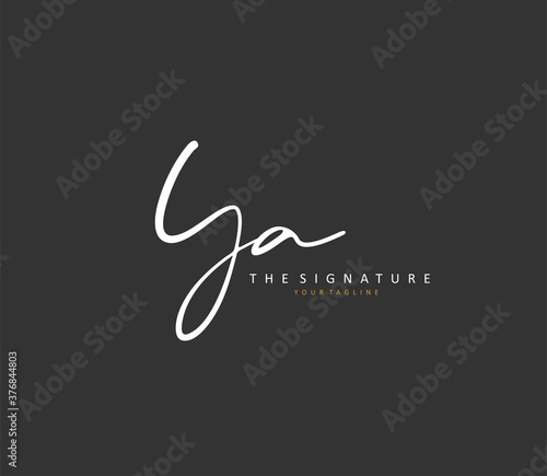YA Initial letter handwriting and signature logo. A concept handwriting initial logo with template element.