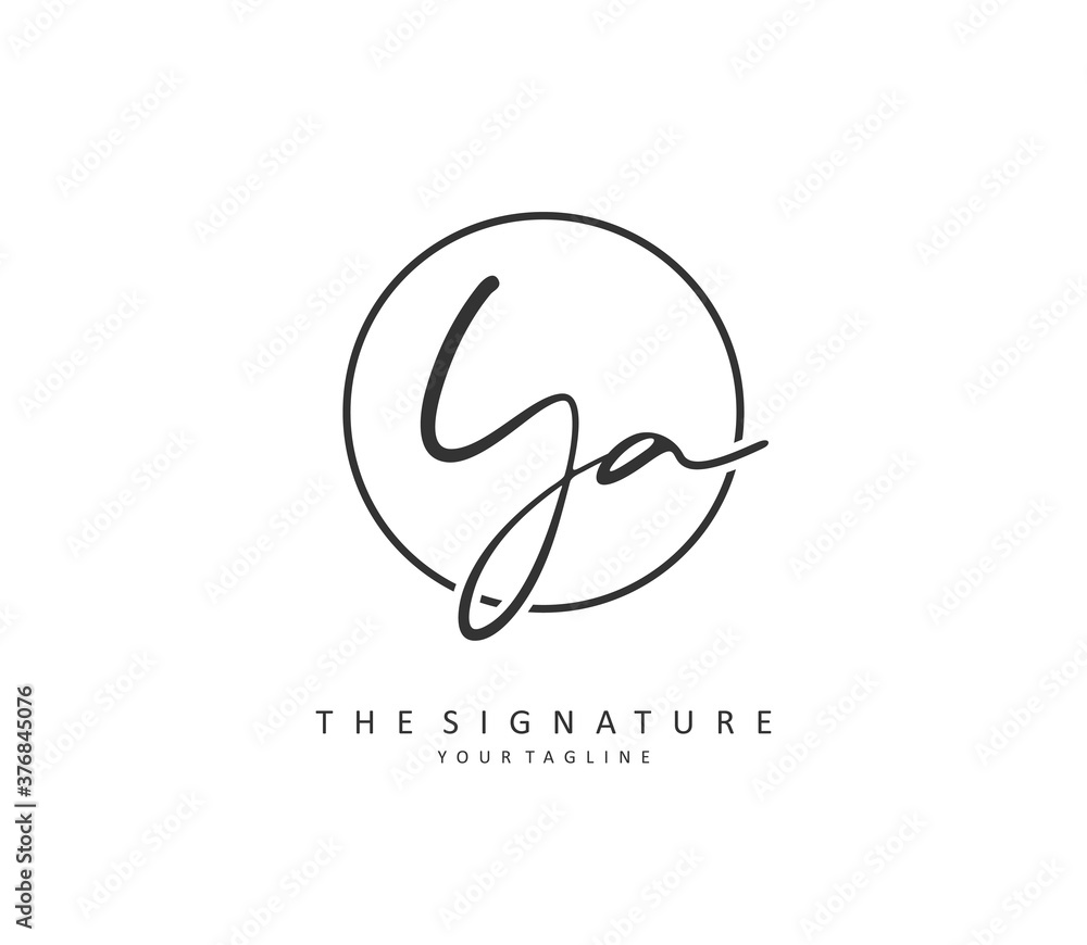 YA Initial letter handwriting and signature logo. A concept handwriting initial logo with template element. YA Initial letter handwriting and signature logo. A concept handwriting initial logo with template element.