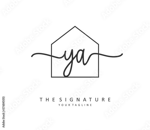 YA Initial letter handwriting and signature logo. A concept handwriting initial logo with template element.