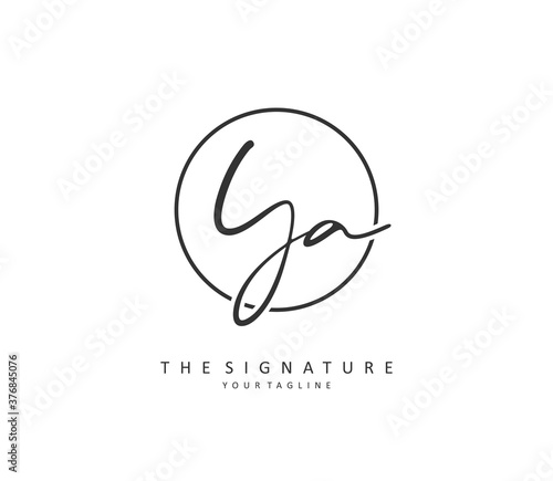 YA Initial letter handwriting and signature logo. A concept handwriting initial logo with template element.