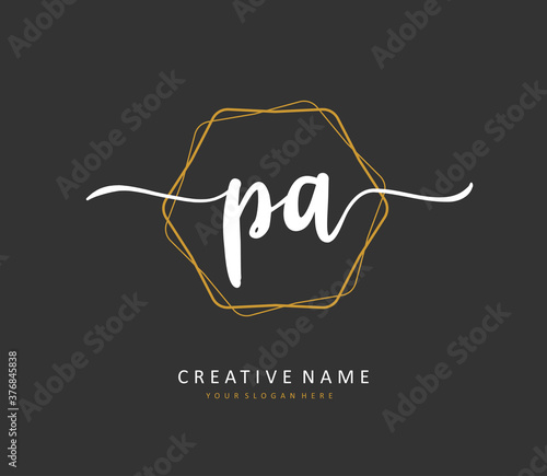 P A PA Initial letter handwriting and signature logo. A concept handwriting initial logo with template element.