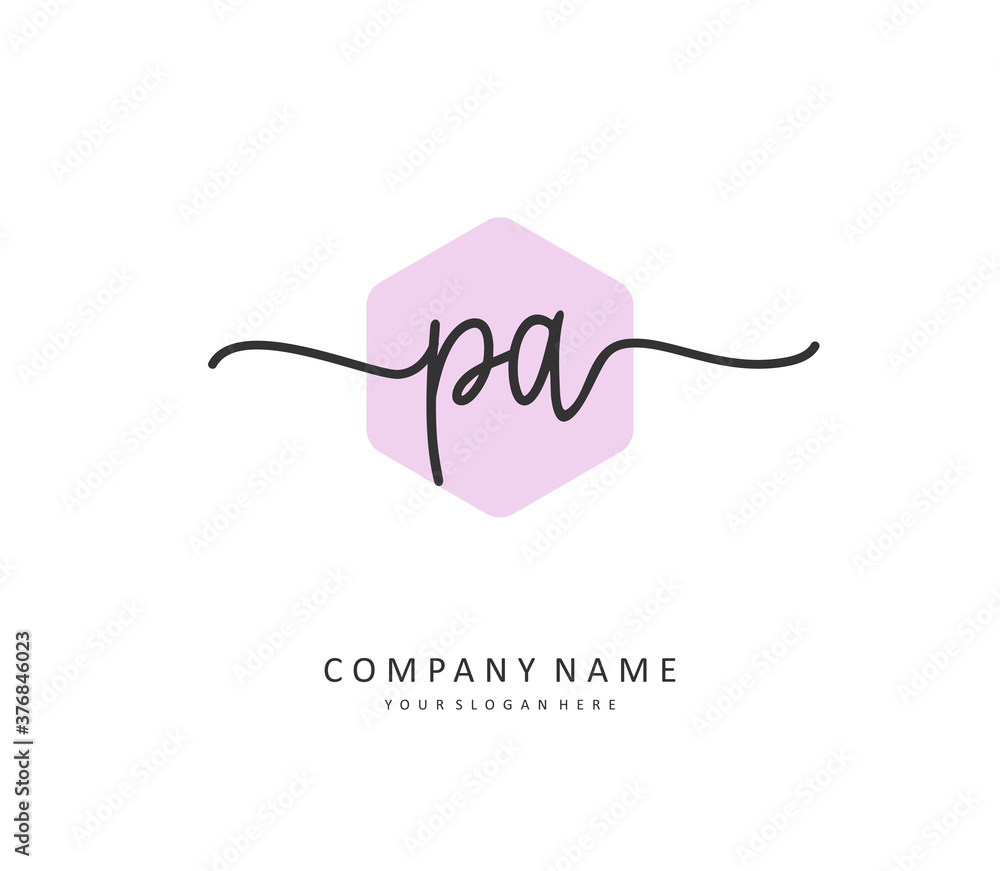 Fototapeta premium P A PA Initial letter handwriting and signature logo. A concept handwriting initial logo with template element.