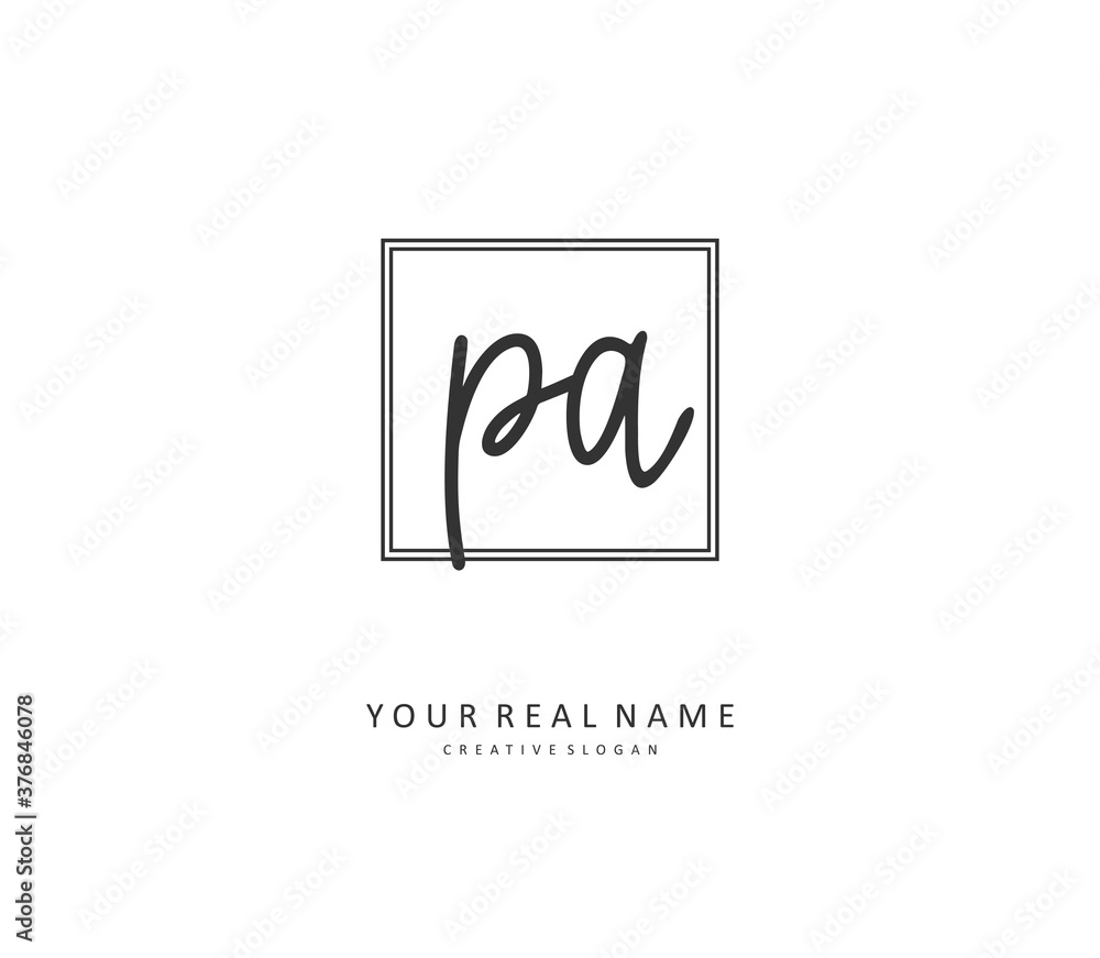 P A PA Initial letter handwriting and signature logo. A concept handwriting initial logo with template element.