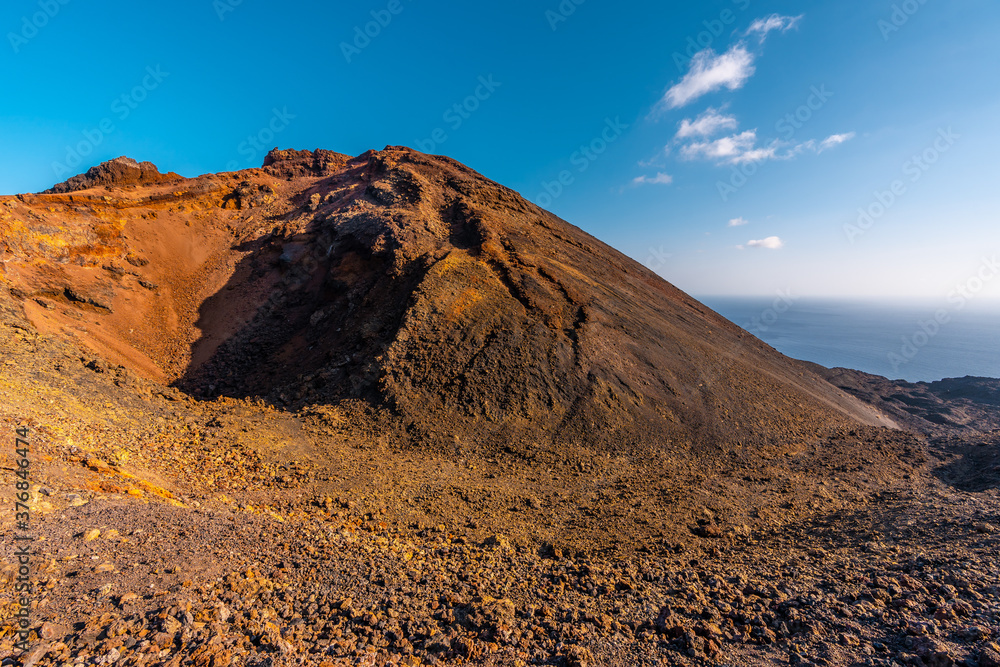 Crater of the volcano Teneguia from the route of the volcanoes, La Palma island, Canary Islands. Spain
