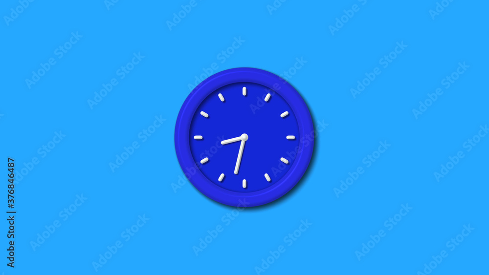 Amazing blue color 3d wall clock icon on aqua background,12 hours clock icon Amazing blue color 3d wall clock icon on aqua background,12 hours clock icon