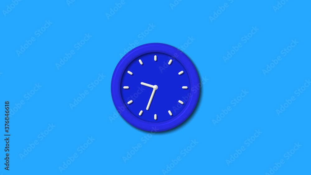 Amazing blue color 3d wall clock icon on aqua background,12 hours clock icon Amazing blue color 3d wall clock icon on aqua background,12 hours clock icon