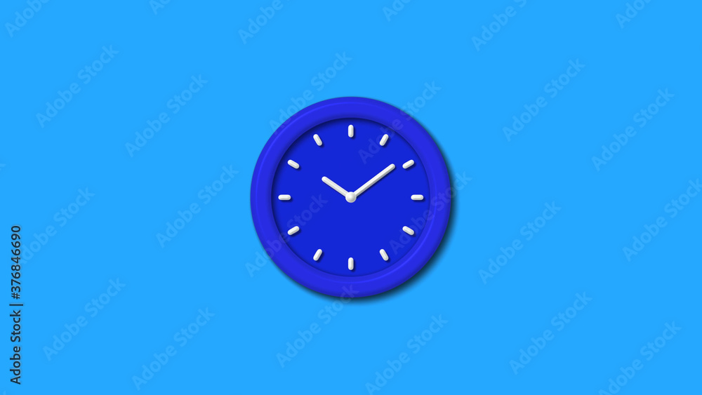 Amazing blue color 3d wall clock icon on aqua background,12 hours clock icon Amazing blue color 3d wall clock icon on aqua background,12 hours clock icon