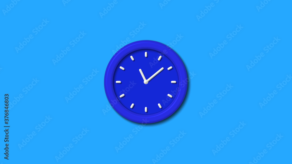Amazing blue color 3d wall clock icon on aqua background,12 hours clock icon Amazing blue color 3d wall clock icon on aqua background,12 hours clock icon