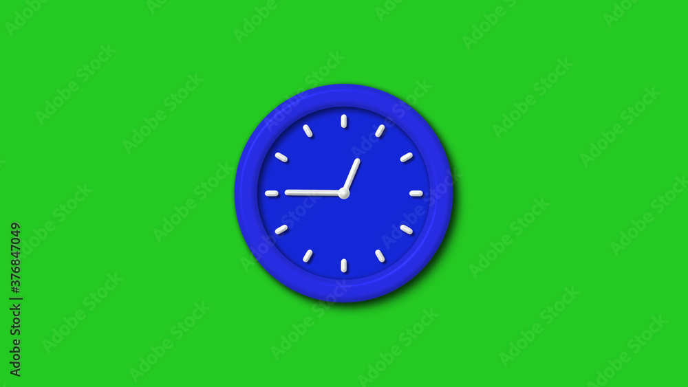 Amazing blue color 3d wall clock icon on green background,clock icon Amazing blue color 3d wall clock icon on green background,clock icon