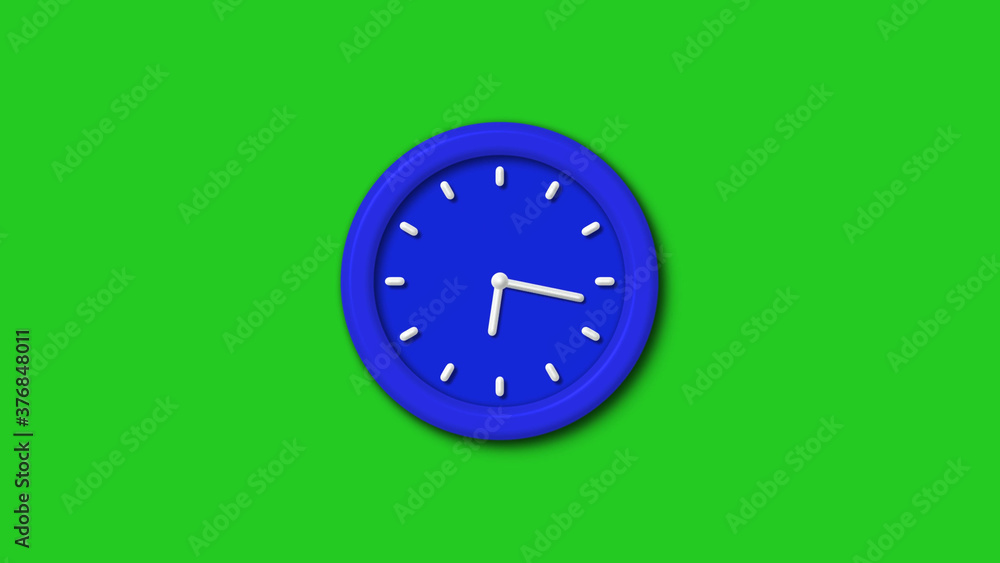 New blue color 3d wall clock icon on green background,Counting down clock icon New blue color 3d wall clock icon on green background,Counting down clock icon