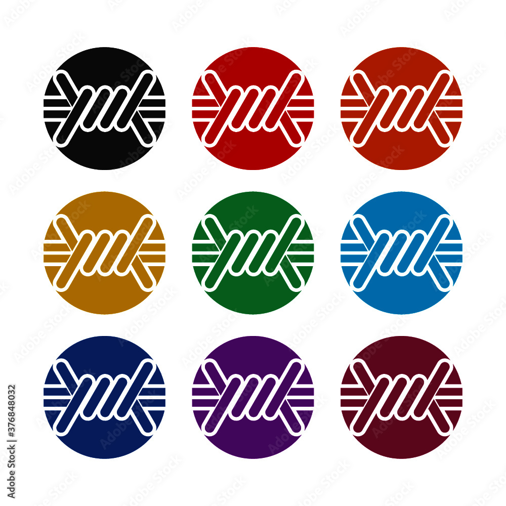 Obraz premium Barbed wire icon, color set